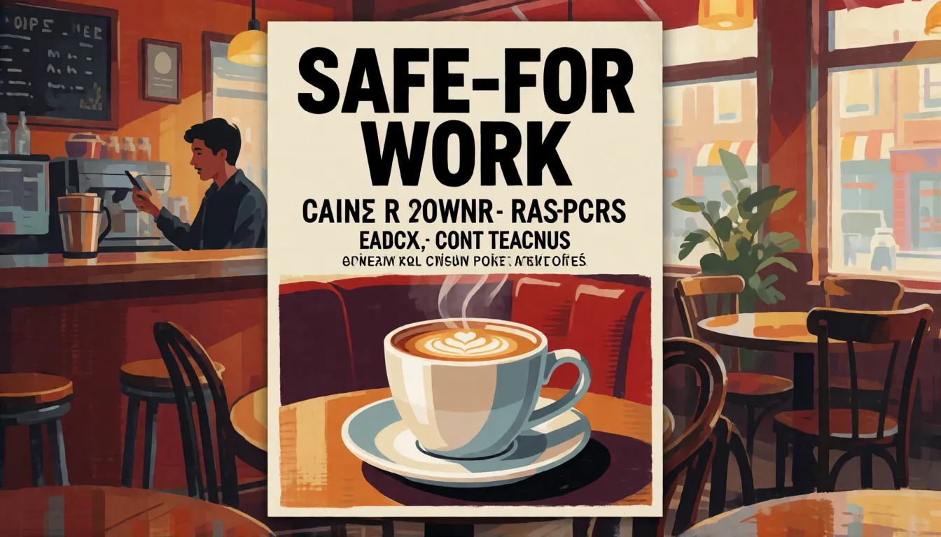 Hochformatiges Café-Event-Poster mit kräftigem Überschriftenbereich, Datumsblock und illustrierter Kaffeetasse als Beispiel für textlastige Prompt-Ergebnisse